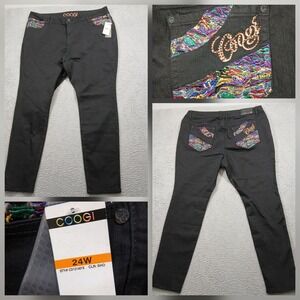Coogi Women's 24W Black Embroidered Skinny‎ Jeans Multicolor NWT